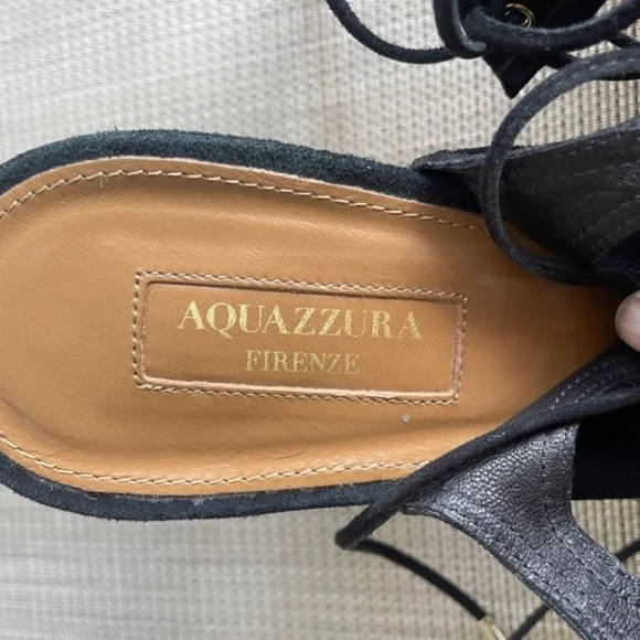 Aquazzura Black Suede Cut Out "Sexy Thing" Heels - Picture 8 of 13